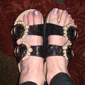 New In Box Black Bling Sandals